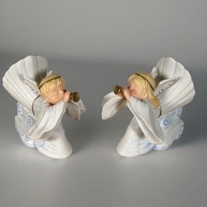 Home Interiors Announcing Saviors Birth Angels Nativity Trumpet 57063-04 Set/2